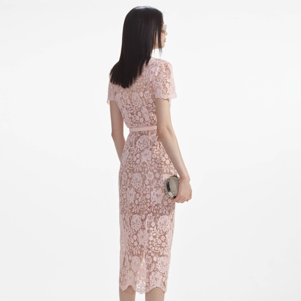 self-portrait Pink Lace Diamante Bow Midi Dress Size: US8 - MSRP $615 - NWT - Picture 3 of 8